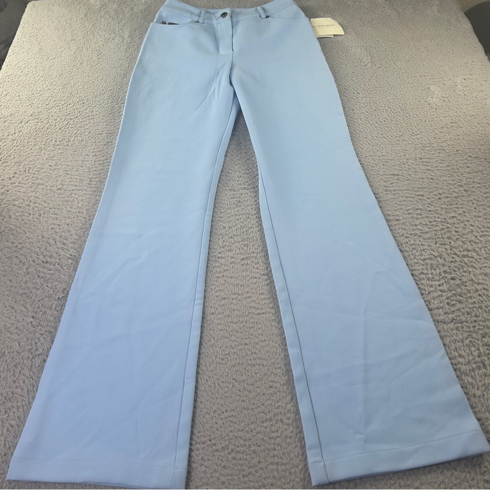 St John Sport Pants Womens 0 Blue Flare Bootcut Preppy Casual Stretch NWT